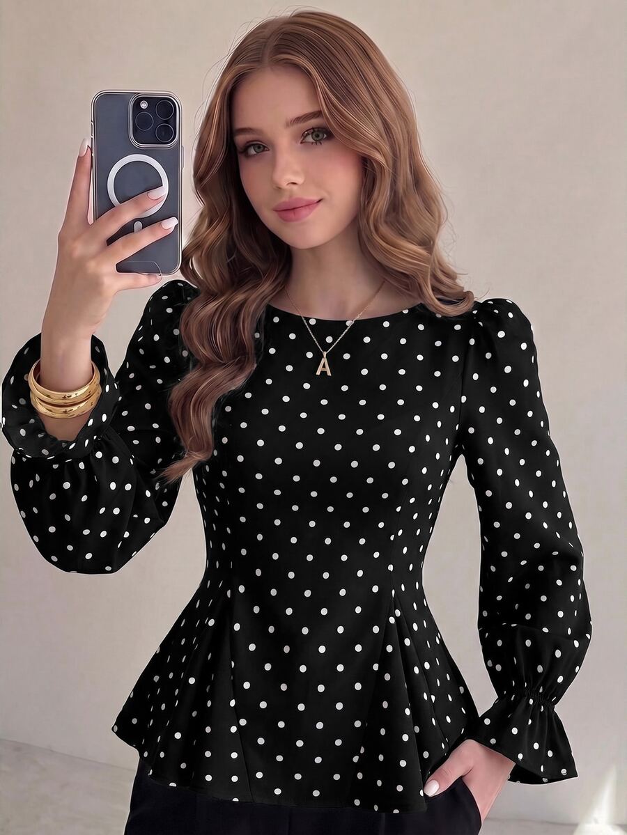 SHEIN Teen Girls Blouses - Black - View 1