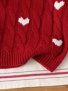 SHEIN Vintaside Kids سويترات للأطفال البنات - الأحمر - مشاهدة 7
