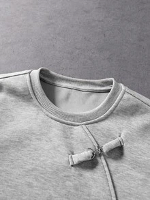 ROMWE MEN Sweatshirt Pria dengan Kancing Katak dan Lapisan Termal - Grey - View 3