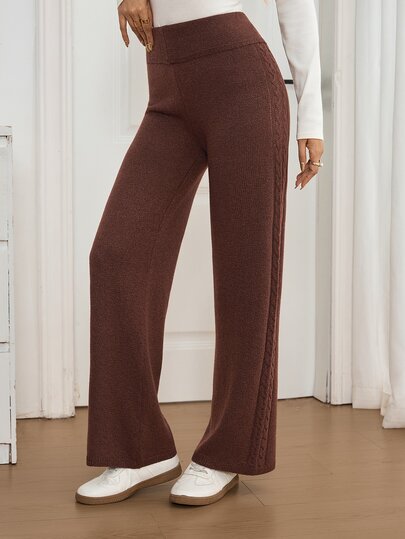 Sprig & Strand Wide Leg Cable Knit Pants