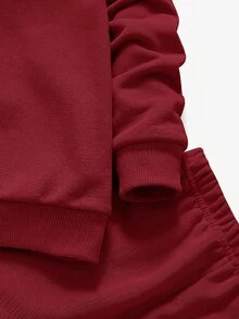 SHEIN 男孩連帽衫與運動衫套裝 - 酒紅色 - 查看 4