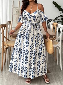 SHEIN VCAY Dress Ukuran Plus - MultiWarna - View 5