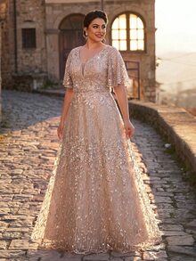 Serin Plus Size Mother Of The Bride Dresses - Champagne - View 6