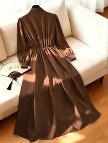 SHEIN Franclia 女式長連身裙 - 棕色 - 查看 2