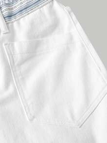 SHEIN PETITE High Waist Straight Leg Jeans - White - View 11