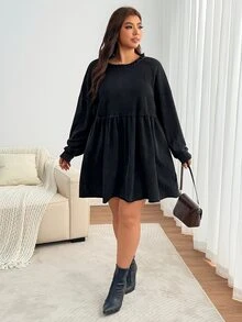 Enliva Vestidos de Talla Grande Otoño - Negro - Ver 6