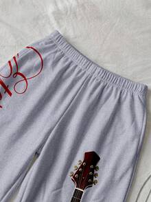 Attitoon Guitar & Letter Graphic Sweatpants - Multicolor - View 5