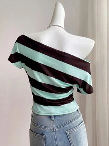 SHEIN EZwear 女士T恤 - 綠色 - 查看 3