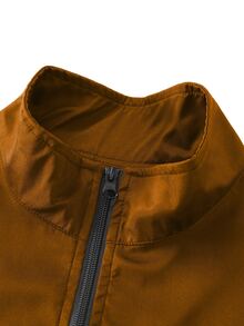 Manfinity Homme Men Zip Up Stand Collar Jacket - Brown - View 6