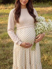 Boho Mama Maternity Ruffle Hem Dress Fall - Khaki - View 1