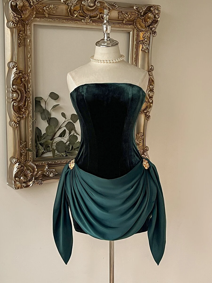 Lovelzi Two Tone Ruched Side Tube Cocktail Dress