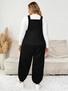 Plussiva Plus Maternity Solid Button Detail Overall Without Tee - Black - View 2