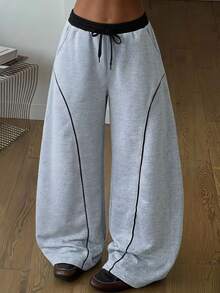 SHEIN Pantalones de Chándal Niñas (8-12) - Gris - Ver 1