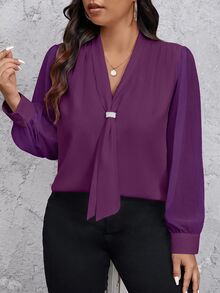 SHEIN Privé Blusas Talla Grande Otoño - Morado - Ver 5