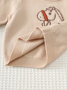 Loomiva Suéter con patrón de dibujos animados para bebé recién nacido & Pantalones de punto con patrón a rayas - Marrón - Ver 4