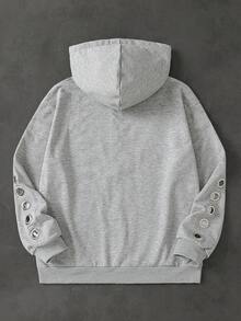 ROMWE MEN Men Zip-Up Hoodies - Grey - View 2