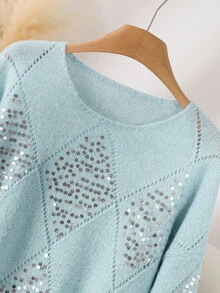 CosyJoli Plus Size Sweaters Fall - Blue - View 3
