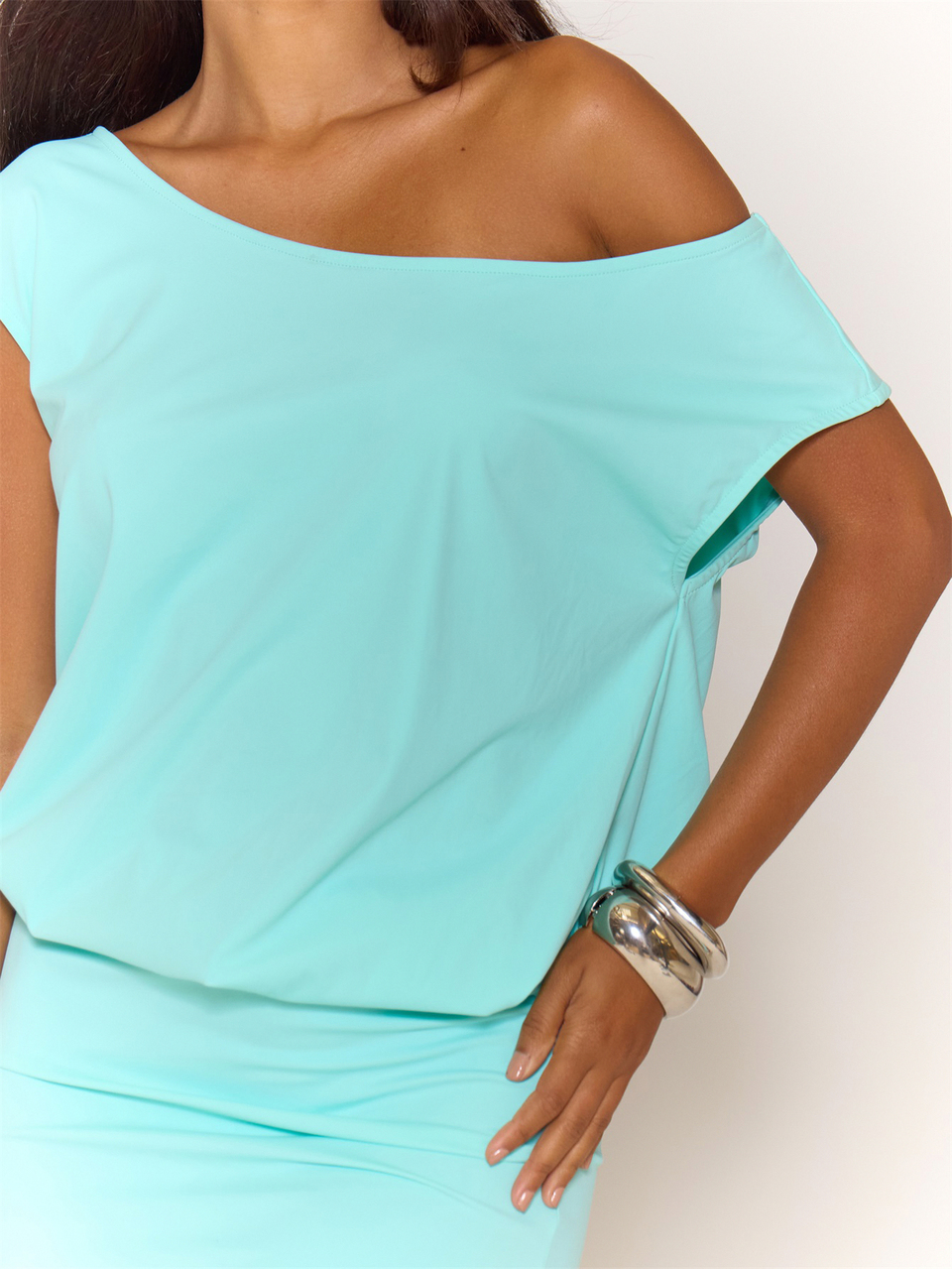 Asymmetric One-Shoulder Sclouch Fit Blouson Mini Dress Summer Girly Sexy Everyday Going Out Holiday Vacation