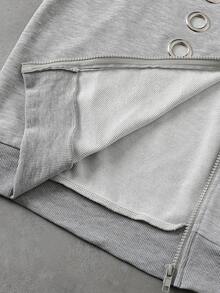 ROMWE MEN Men Zip-Up Hoodies - Grey - View 4