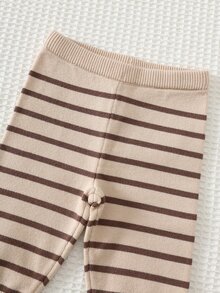 Loomiva Suéter con patrón de dibujos animados para bebé recién nacido & Pantalones de punto con patrón a rayas - Marrón - Ver 5