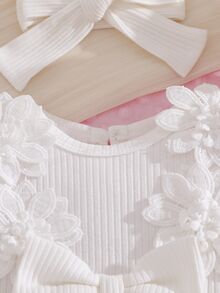 SHEIN 新生兒連身裙 - 白色 - 查看 8