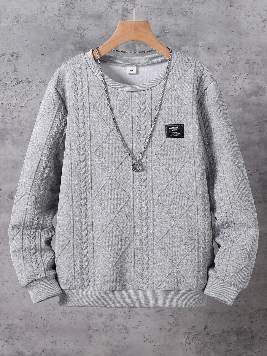 SHEIN Tween Boys Sweatshirts - Grey - View 1