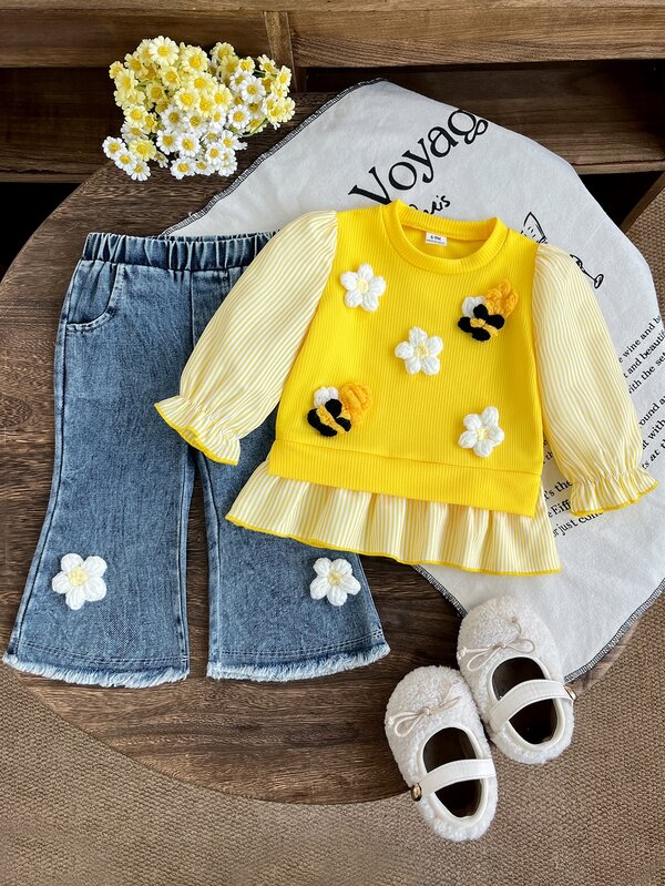 SHEIN Playful Pals 嬰兒（女）T卹套裝