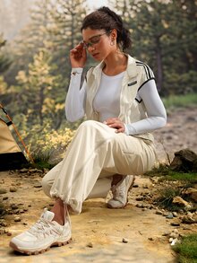 Exploreva Celana Outdoor dengan Tali Serut di Pinggang dan Kantong Miring - Aprikot - View 7