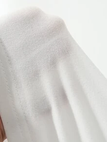 DAZY Solid Scoop Neck Curved Hem Tee - White - View 3