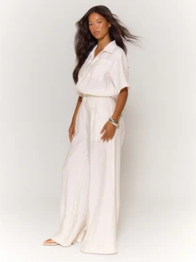 MUSERA Linen Zip Up Relaxed Jumpsuit Summer Ibiza Fits Holiday Vacation Beach Elegant - White - View 5