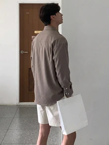 DAZY Men Solid Pocket Patched Shirt Fall - Brown - View 2