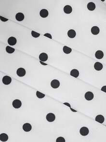 SHEIN Tween Girl Polka Dot Print Zip Up Sports Jacket - Black and White - View 7