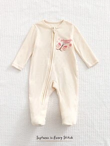 Cozy Pixies Newborn Baby 2pcs Butterfly Heart Print Zip Up Footed PJ Jumpsuit - Mustard Yellow - View 4