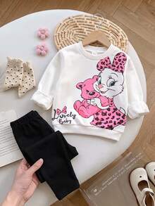 SHEIN 女嬰連帽衫與運動衫套裝 - 白色 - 查看 4