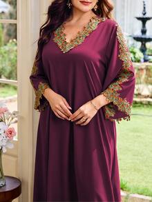 Al Najma Plus Size Arabian Dresses - Red Violet - View 3