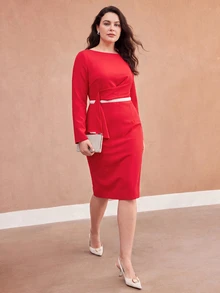 MOTF PREMIUM PLUS SIZE DRESSES - Red - View 3