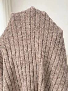 Plussiva Plus Size Maternity Split Thigh Ribbed Knit Dress - Brown - View 7