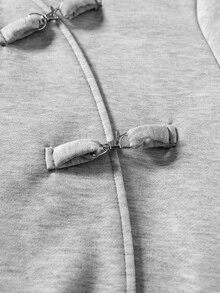 ROMWE MEN Sweatshirt Pria dengan Kancing Katak dan Lapisan Termal - Grey - View 4