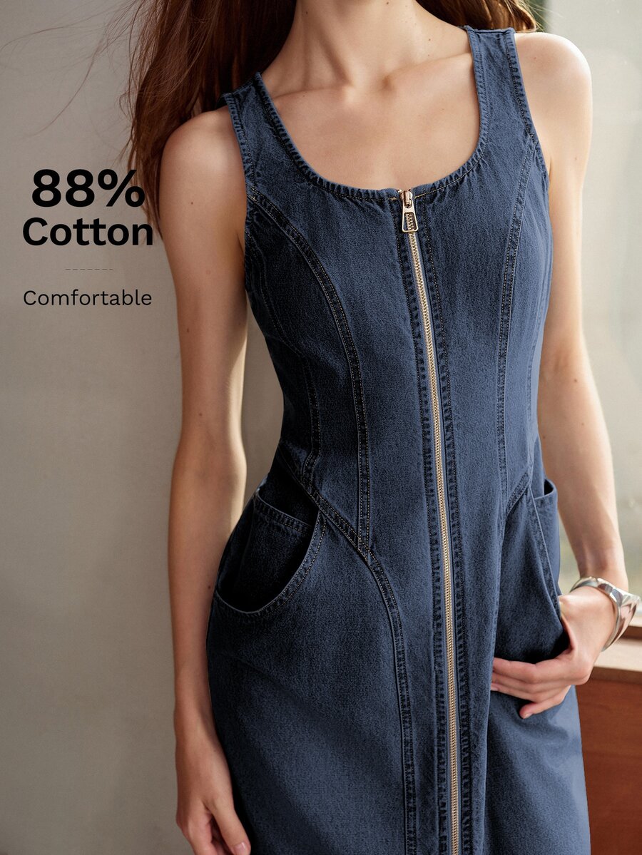 MOTF ZIP UP SLIM FIT DENIM DRESS - Dark Wash - View 2