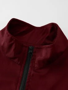 Manfinity Homme Chaqueta militar con cremallera y bolsillos para hombre - Burdeos - Ver 3