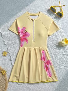 SHEIN Tween Girls One-Pieces - Yellow - View 1