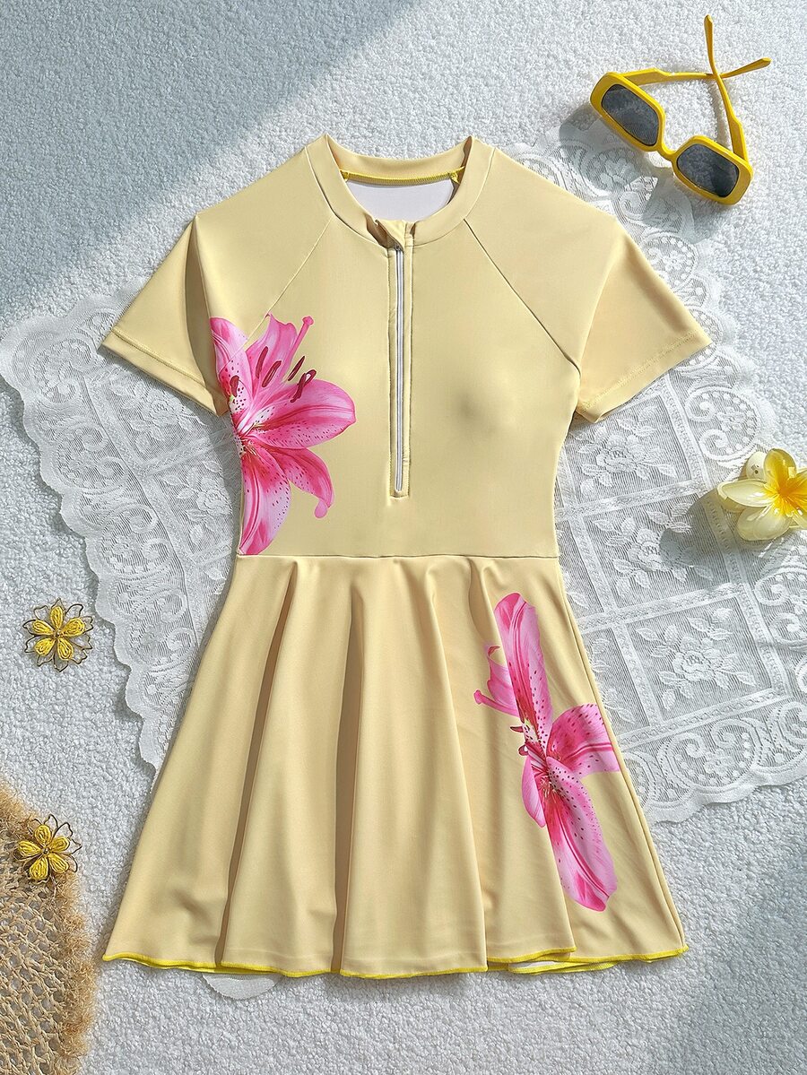 SHEIN Tween Girls One-Pieces - Yellow - View 1