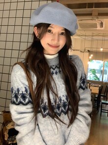 DAZY Suéter con manga raglán y estampado Fair Isle - Azul - Ver 2