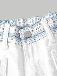 SHEIN PETITE High Waist Straight Leg Jeans - White - View 10