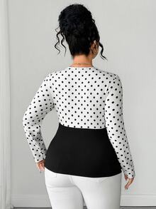 Elenzga Kaos Ukuran Besar Musim Gugur - Hitam dan Putih - View 2