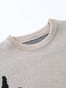 Manfinity CasualKnits Men Letter Pattern Round Neck Sweater - Camel - View 6