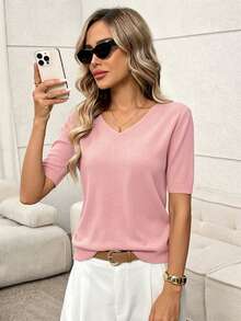 Easowa Women Knit Tops - Pink - View 5