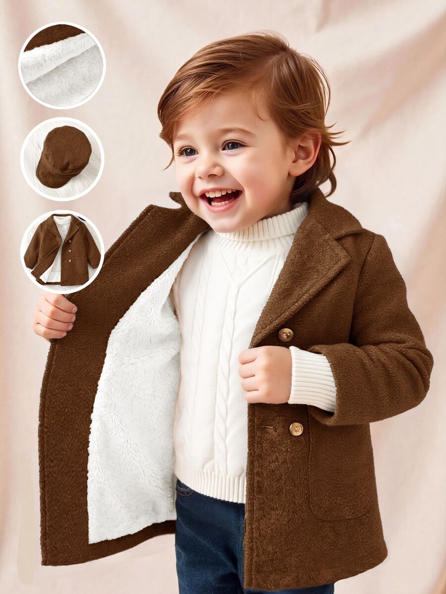 SHEIN Baby Boys Overcoats Autumn Winter - Brown - View 1