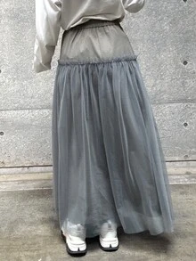 FRIFUL 女款高腰網格拼接二合一裙 - 軍綠色 - 查看 5