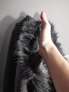 SHEIN ICON Plus Fuzzy Trim Lantern Sleeve Sweater Dress - Dark Grey - View 8